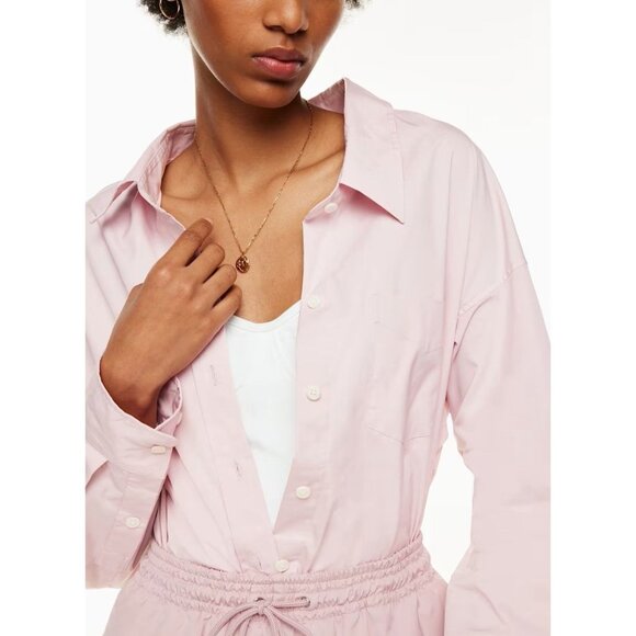 Aritzia Wilfred Free Relaxed Button Up Cotton Shirt in Sakura Pink Size S - Picture 12 of 12